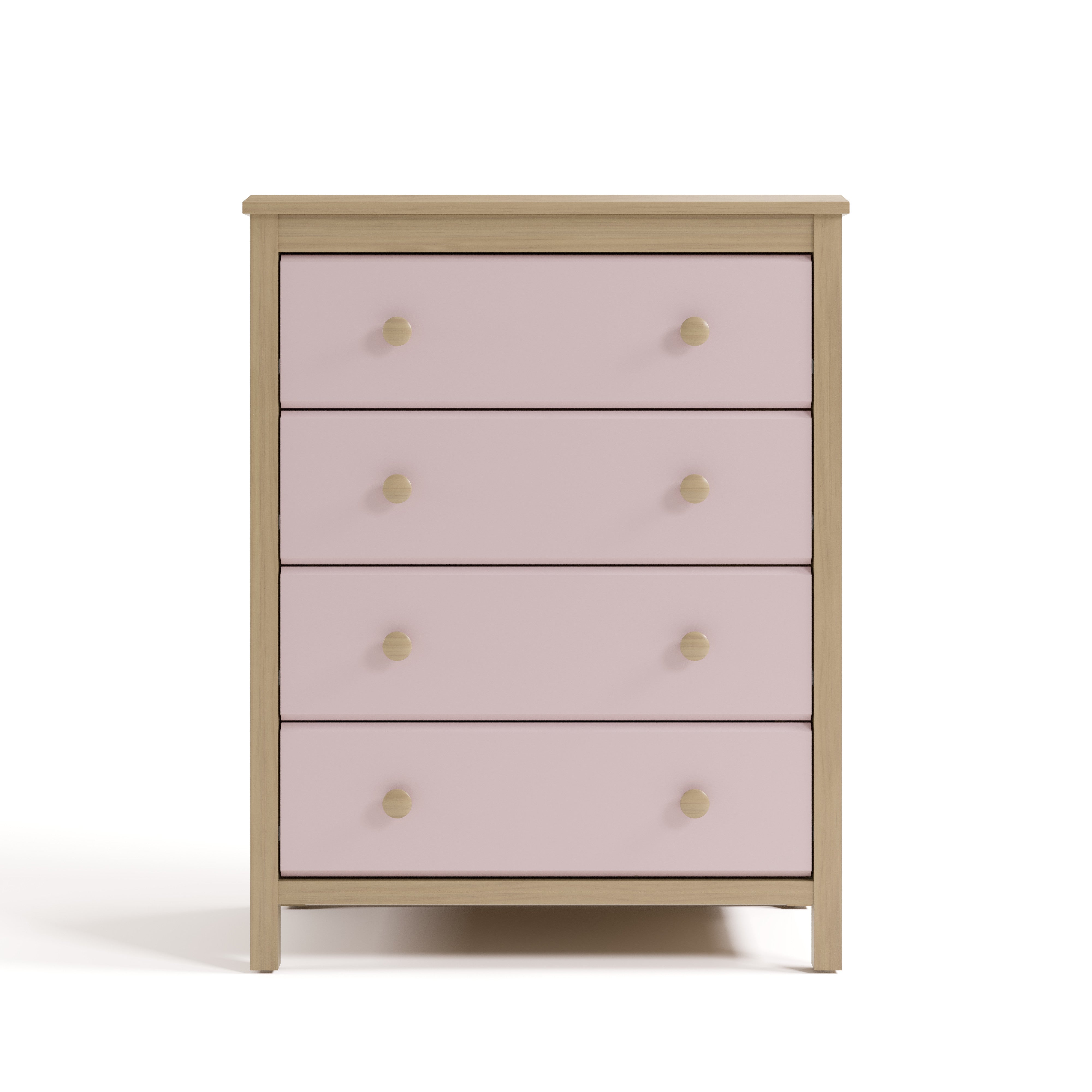 alpine driftwood with blush 4 drawer dresser front view