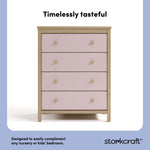 alpine driftwood with blush 4 drawer dresser style callout