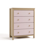 alpine driftwood with blush 4 drawer dresser angle view