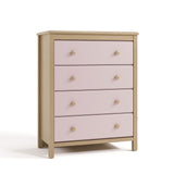 alpine driftwood with blush 4 drawer dresser angle view
