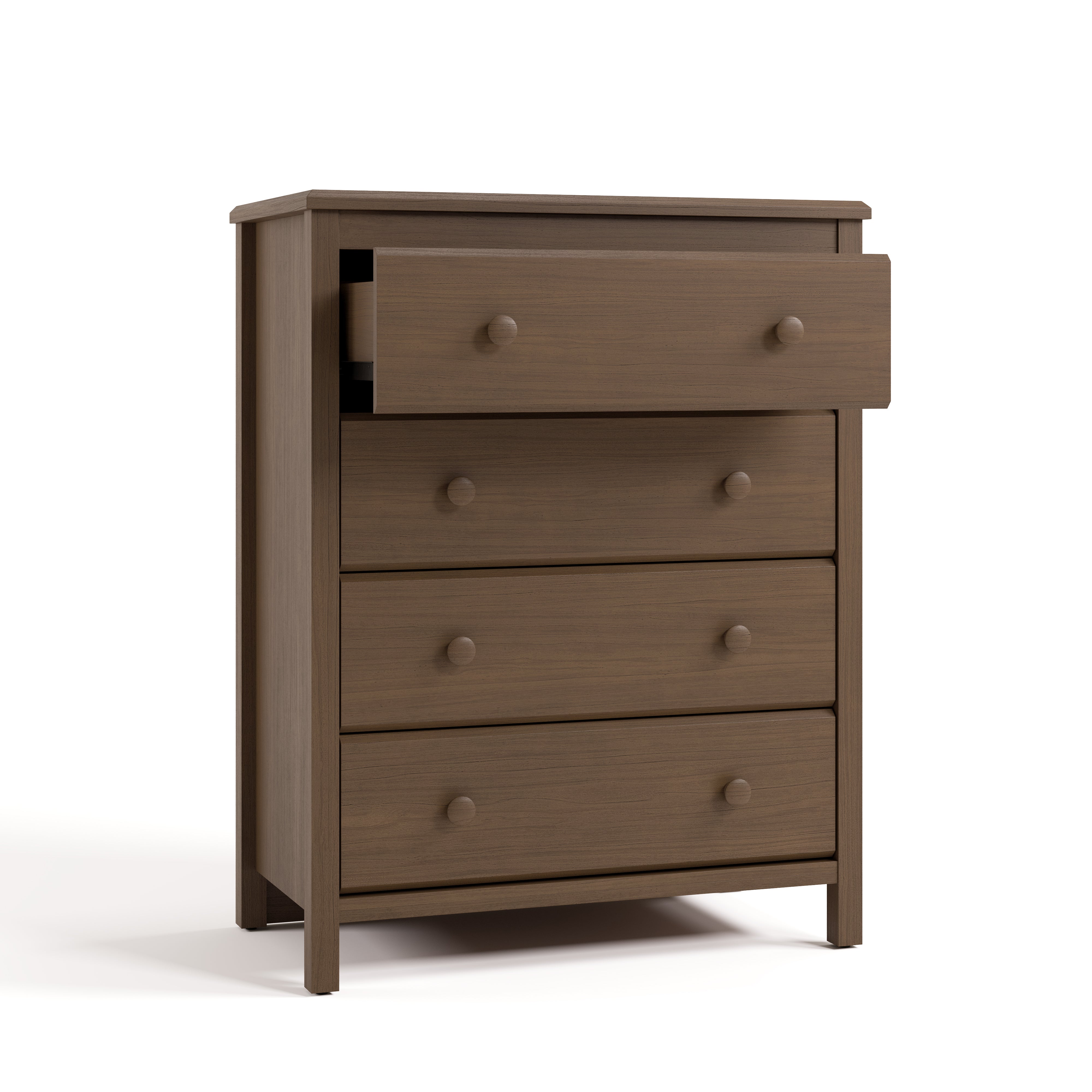 alpine hazelnut 4 drawer dresser with top drawer open angle view