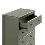 alpine olive 4 drawer dresser with top drawer open close up angle view