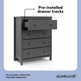 alpine gray 4 drawer dresser pre-installed drawer tracks callout
