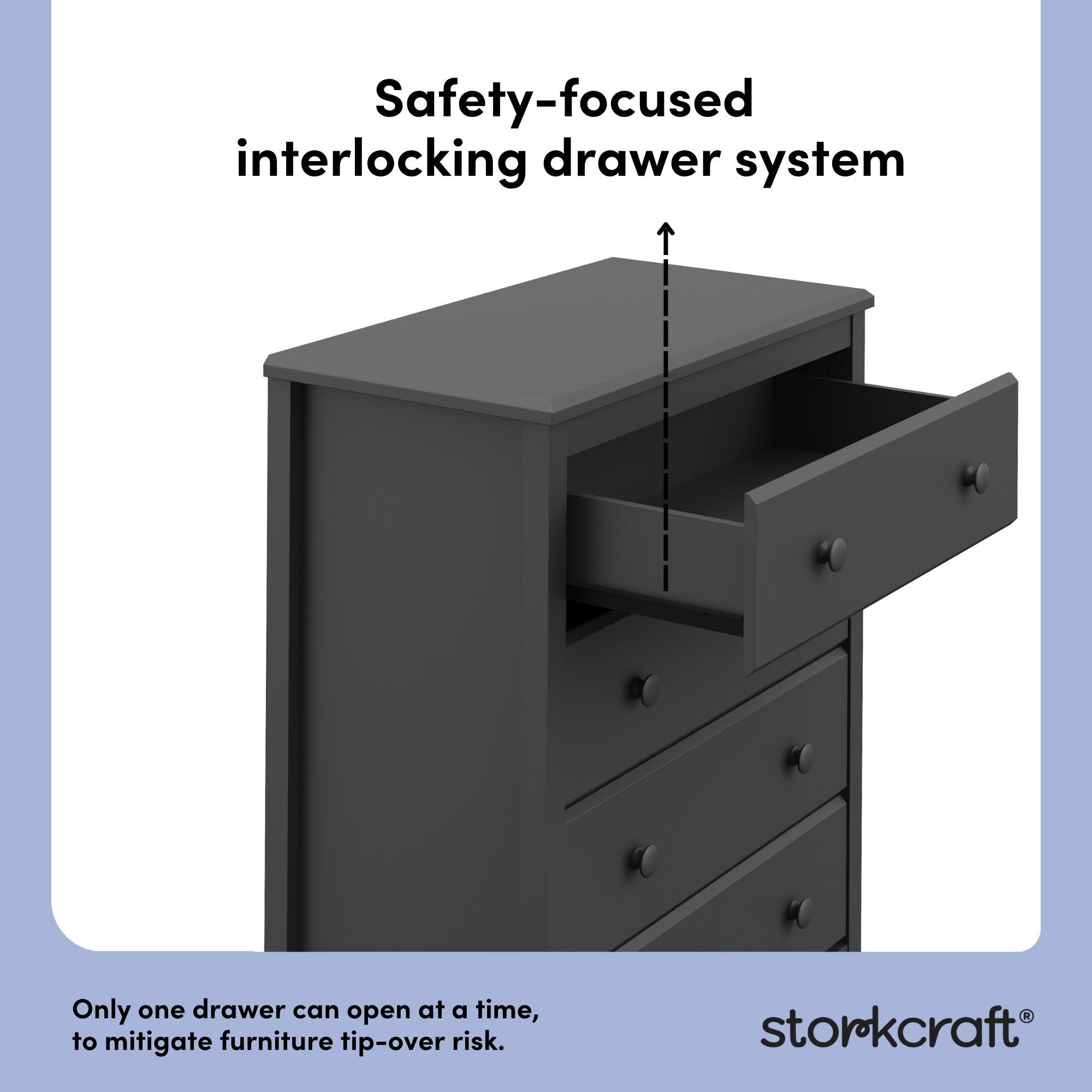 alpine gray 4 drawer dresser interlocking drawer system callout