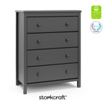 alpine gray 4 drawer dresser with GGG and PTPA logos on top right