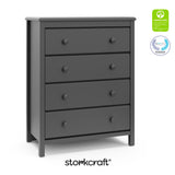 alpine gray 4 drawer dresser with GGG and PTPA logos on top right