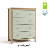 alpine driftwood with sage 4 drawer dresser with GGG and PTPA logos on top right