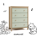 alpine driftwood with sage 4 drawer dresser with black drawings overlaid on image