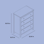 alpine 4 drawer dresser illustration with dimensions