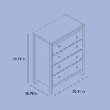 alpine 4 drawer dresser illustration with dimensions