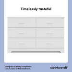 storkcraft brookside white 6 drawer dresser design callout