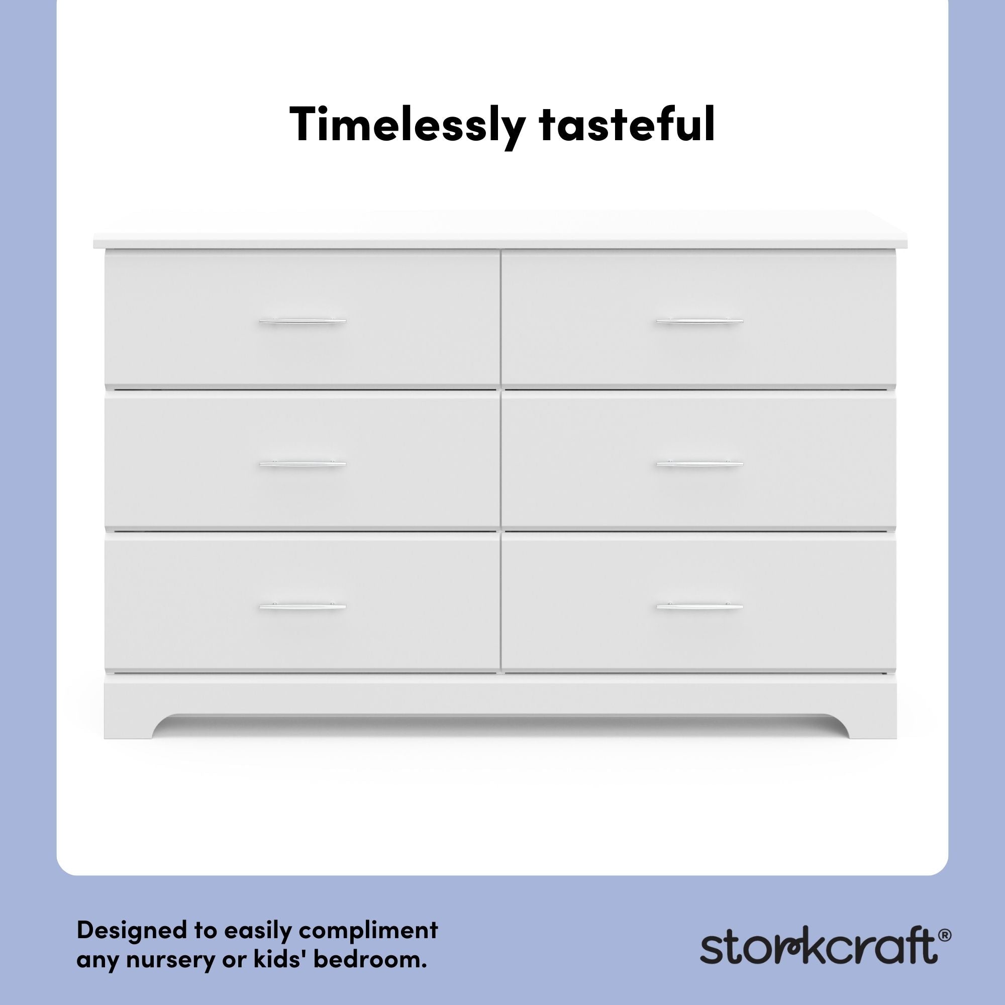 storkcraft brookside white 6 drawer dresser design callout