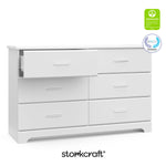 storkcraft brookside white 6 drawer with certifications callout