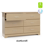 storkcraft brookside driftwood 6 drawer with certifications callout
