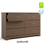 storkcraft brookside hazelnut 6 drawer with certifications callout