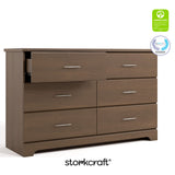 storkcraft brookside hazelnut 6 drawer with certifications callout
