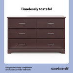 storkcraft brookside espresso 6 drawer dresser design callout