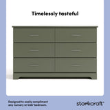 storkcraft brookside olive 6 drawer dresser design callout