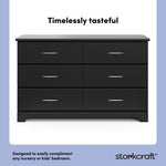 storkcraft brookside black 6 drawer dresser design callout