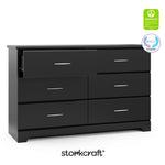 storkcraft brookside black 6 drawer with certifications callout