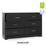 storkcraft brookside black 6 drawer with certifications callout