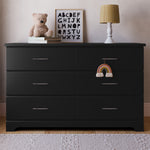 Brookside black 6 drawer dresser in a nursery