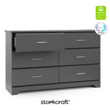 storkcraft brookside gray 6 drawer with certifications callout