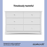 crescent white 6 drawer dresser front view style callout
