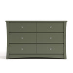 crescent 6 drawer dresser olive front view