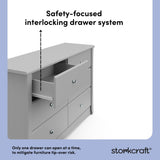 crescent pebble gray 6 drawer dresser angle-side view interlocking drawer callout