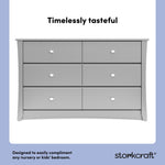 crescent pebble gray 6 drawer dresser front view style callout