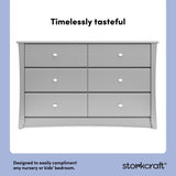 crescent pebble gray 6 drawer dresser front view style callout
