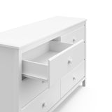 alpine 6 drawer white dresser with top left drawer open