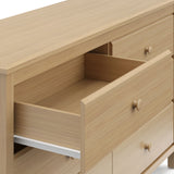 alpine 6 drawer driftwood dresser with top left drawer open closeup