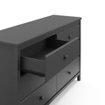 alpine 6 drawer gray dresser with top left drawer open