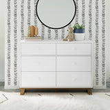 modern 6 drawer white with vintage driftwood dresser in nursery