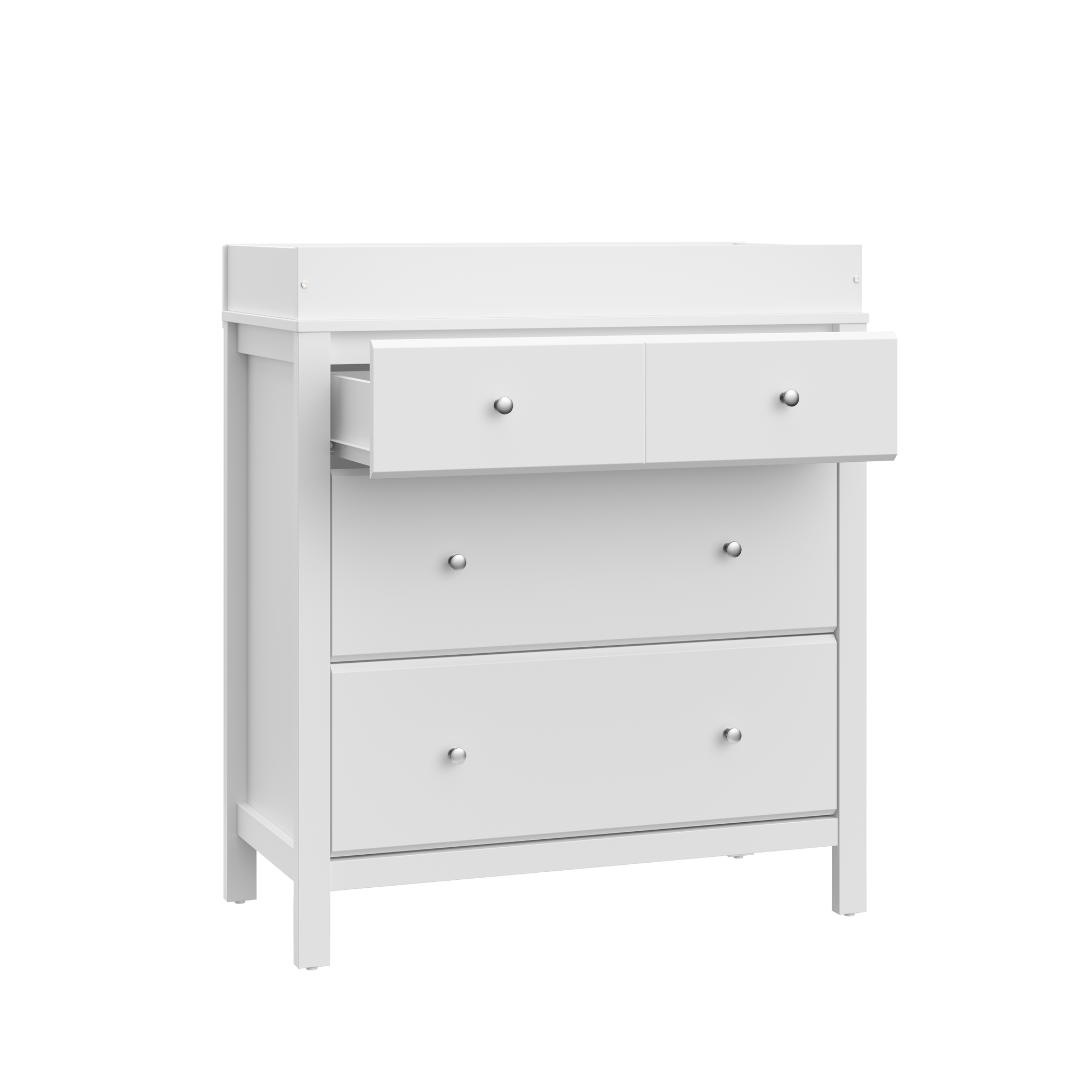 white 3 drawer chest with open drawer