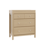 angled view of driftwood 3 drawer chest with changing topper