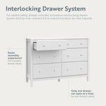 horizon 6 drawer white dresser interlocking drawer callout