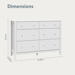 horizon 6 drawer white dresser dimensions callout