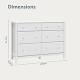 horizon 6 drawer white dresser dimensions callout