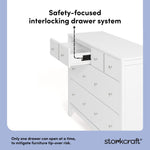 Horizon white with driftwood 6 drawer dresser interlocking drawer system callout