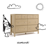 Horizon driftwood 6 drawer dresser with black doodles overlaid on image