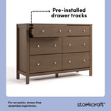 Horizon hazelnut 6 drawer dresser pre-installed drawer tracks callout
