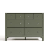 Horizon 6 drawer dresser olive front view