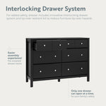 horizon 6 drawer black dresser interlocking drawer callout