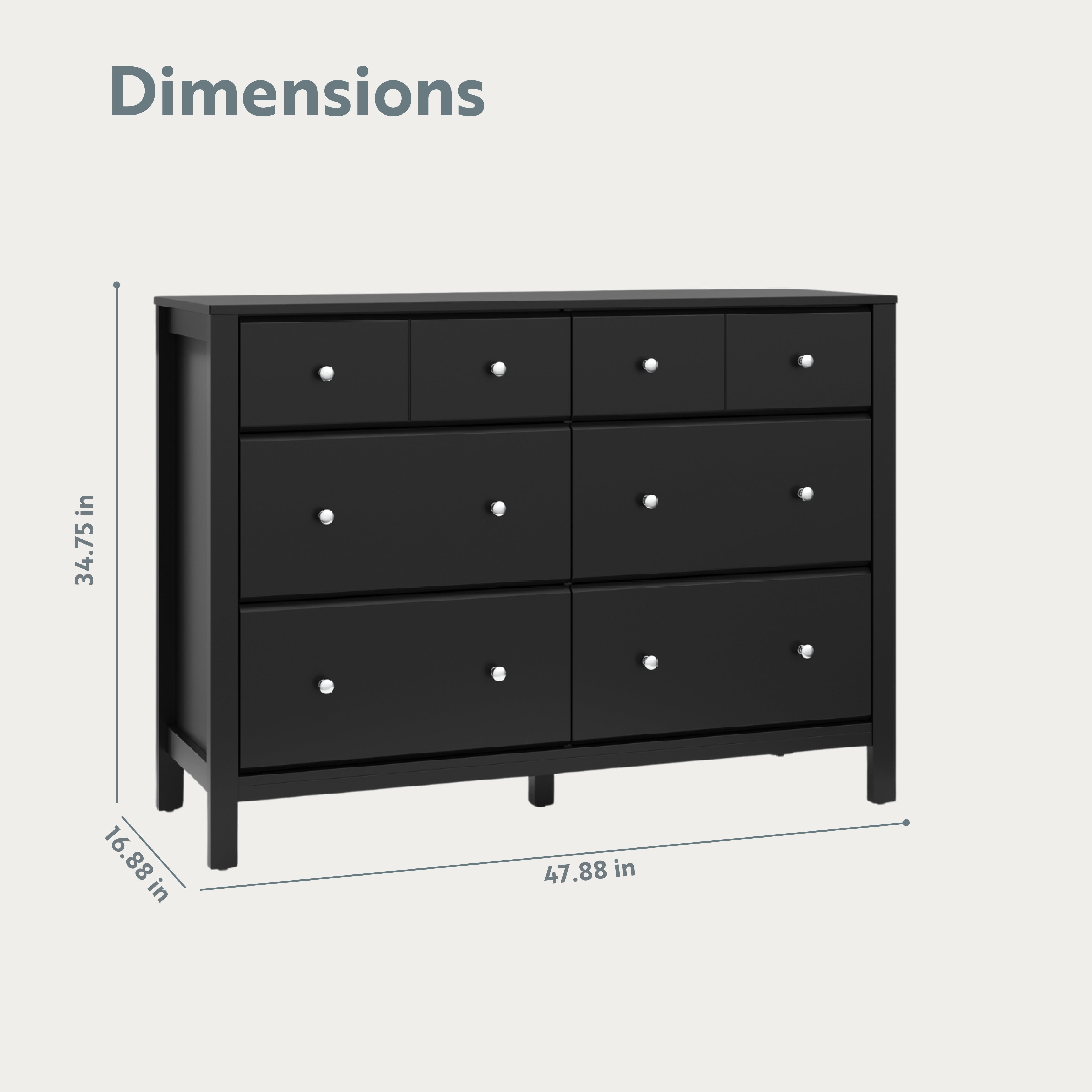 horizon 6 drawer black dresser dimensions callout