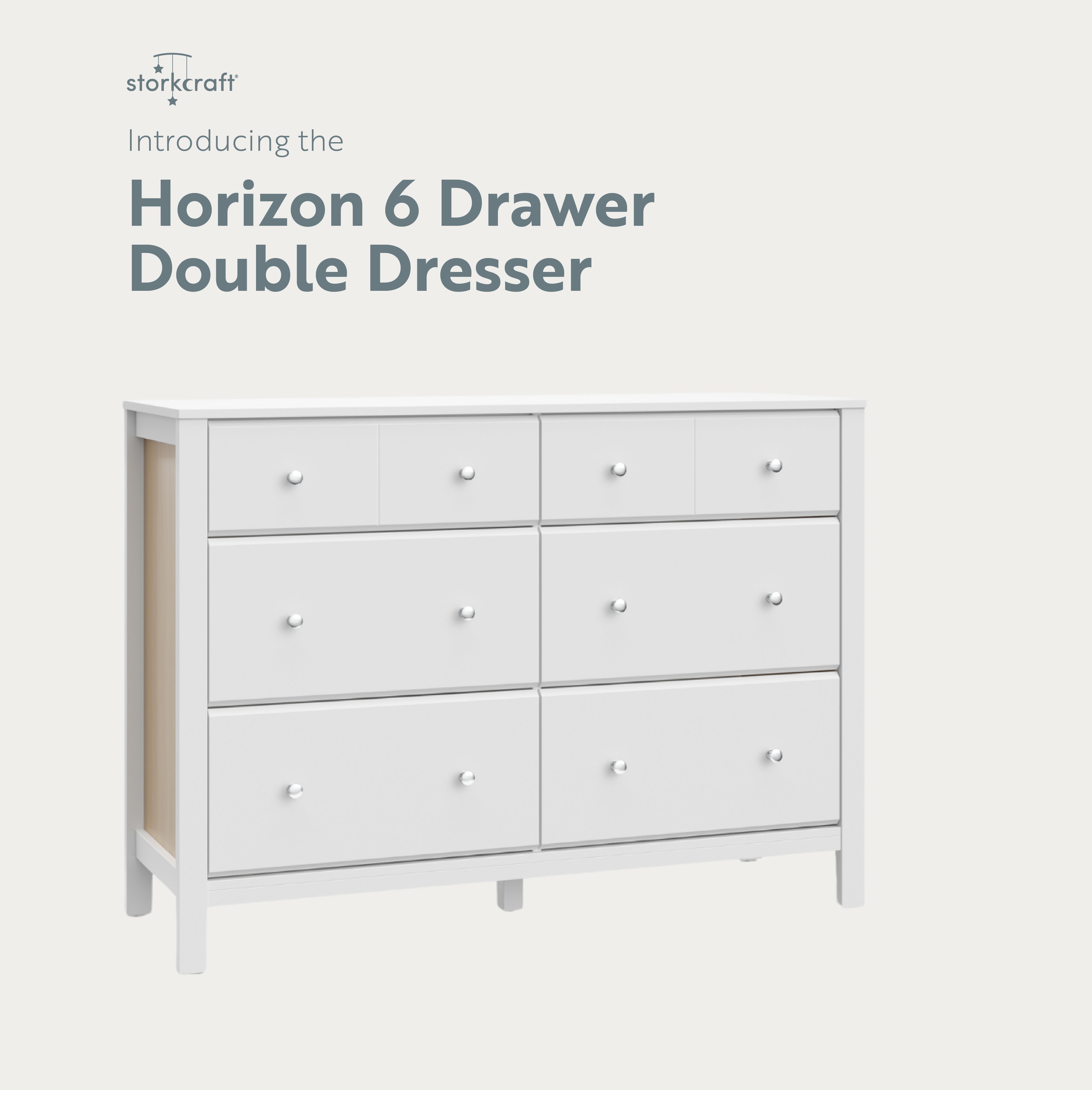 horizon 6 drawer white with driftwood dresser callout