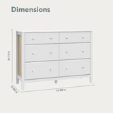 horizon 6 drawer white with driftwood dresser dimensions callout