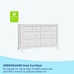 benton 6 drawer white dresser GREENGUARD Gold Certified callout